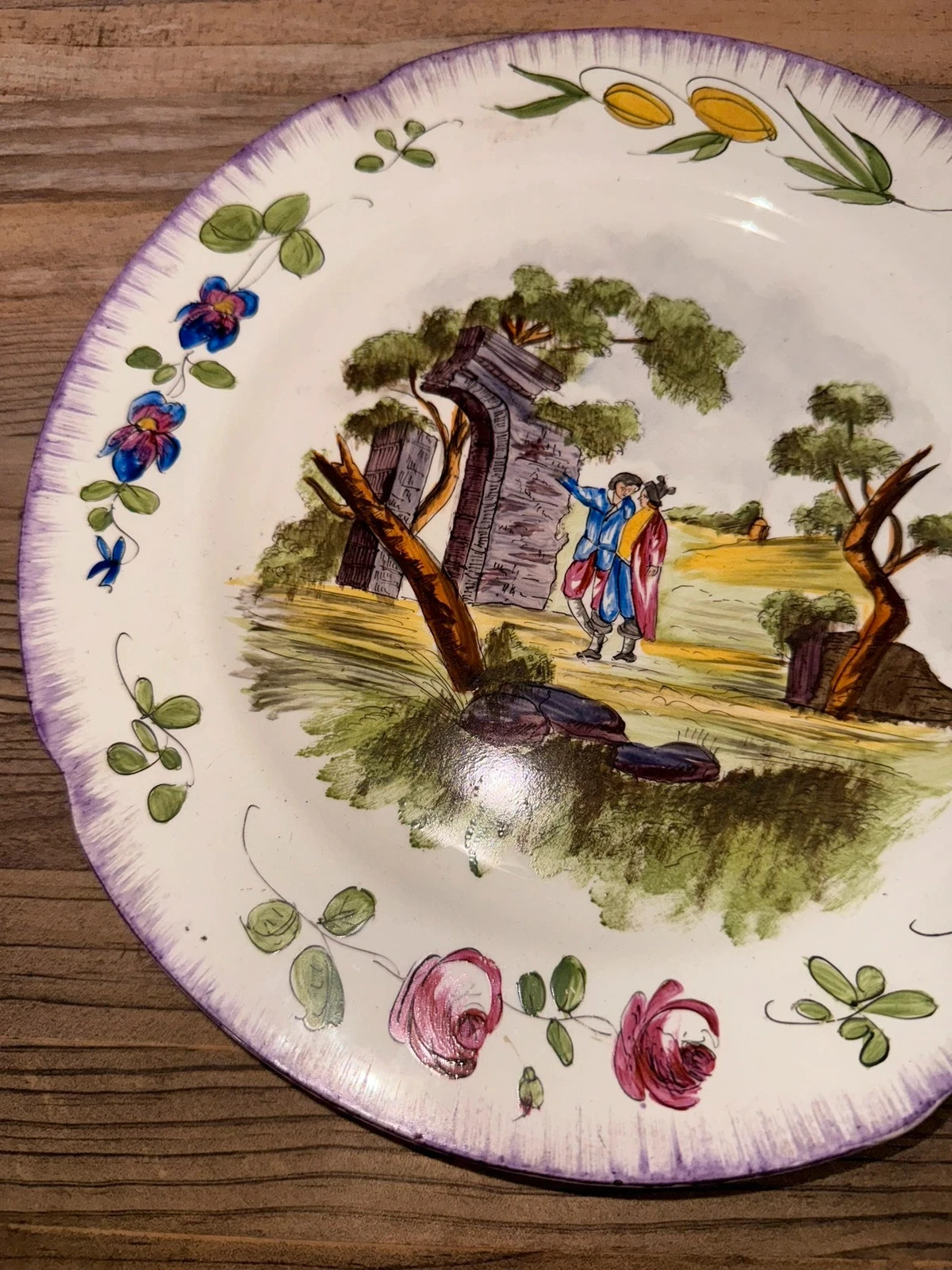 assiette ancienne faïence décor pastoral vp – photo 2